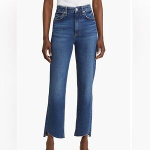 Rag & Bone Harlow Mid-Rise Straight Jeans w/ Distressed Hem size 27